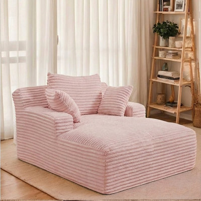 Méridienne intérieure en velours côtelé de 66 po avec coussins décoratifs Boneless de Boneless