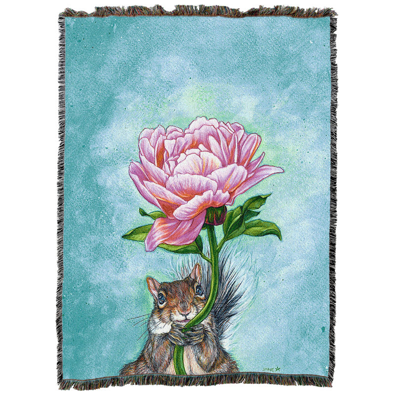 Couverture écureuil avec pivoines Pure Country Weavers par Jane Star