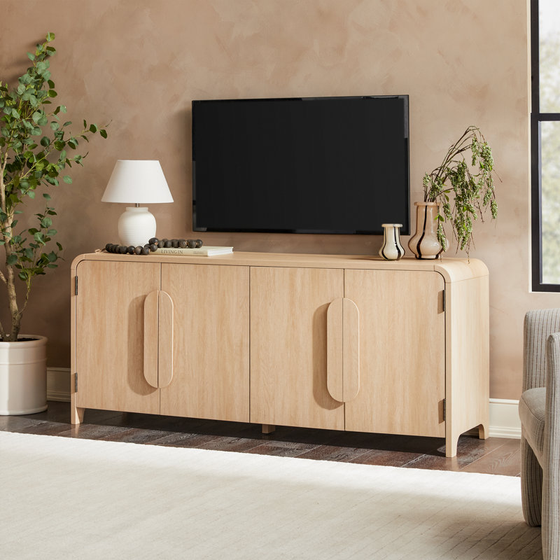 Sitarski Modern Sideboard with Rounded Edges, Coastal Oak,  30'' H x 70'' W x 20'' D