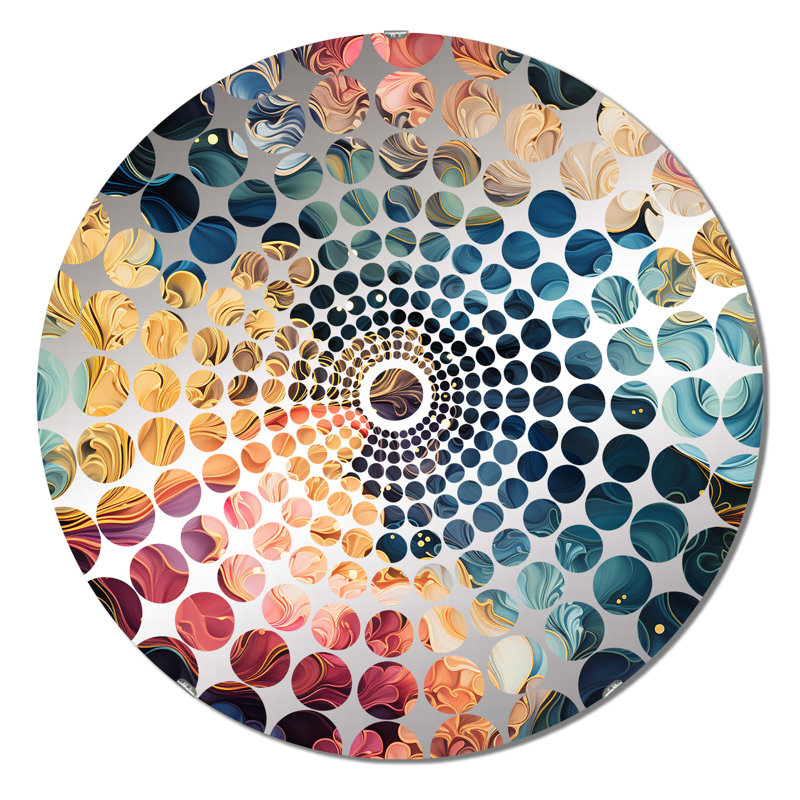 Motif de voyage bleu et mauve Cosmic Voyage - Miroir décoratif à cercles concentriques, 31,4 po x 31,4 po