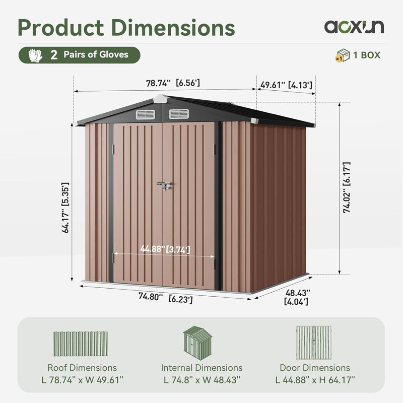 Door Lock 6 ft. W x 4 ft. D Metal Traditional Storage Shed
