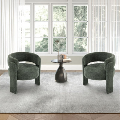 Ensemble de 2 fauteuils d'appoint en chenille l 32,68 po sans table