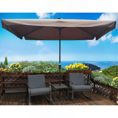 10 X 6.5Ft Rectangular Patio Umbrella Outdoor Market Umbrellas With Crank And Push Button Tilt For Garden Swimming Pool Market