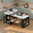 Kitchen Island With Extendable Dining Table, Drawers, Power Outlet, Wheels And Hooks-1075035074