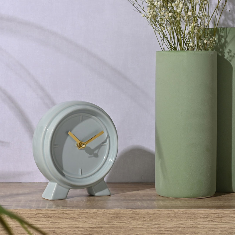 Analogue Ceramic Quartz Movement / Crystal Tabletop Clock, Blue