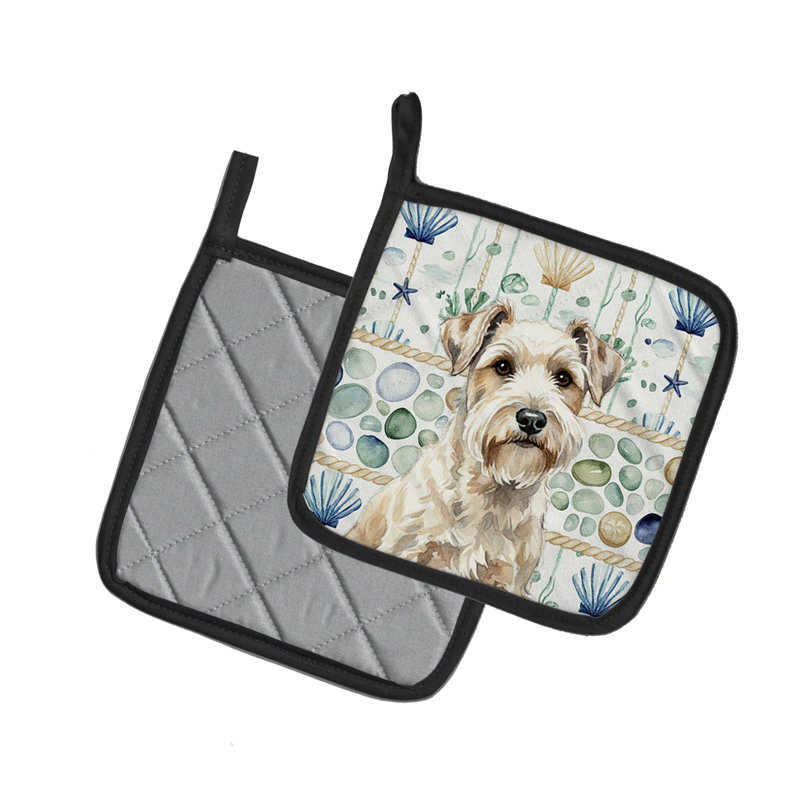 Paire de poignées en verre Sealyham Terrier