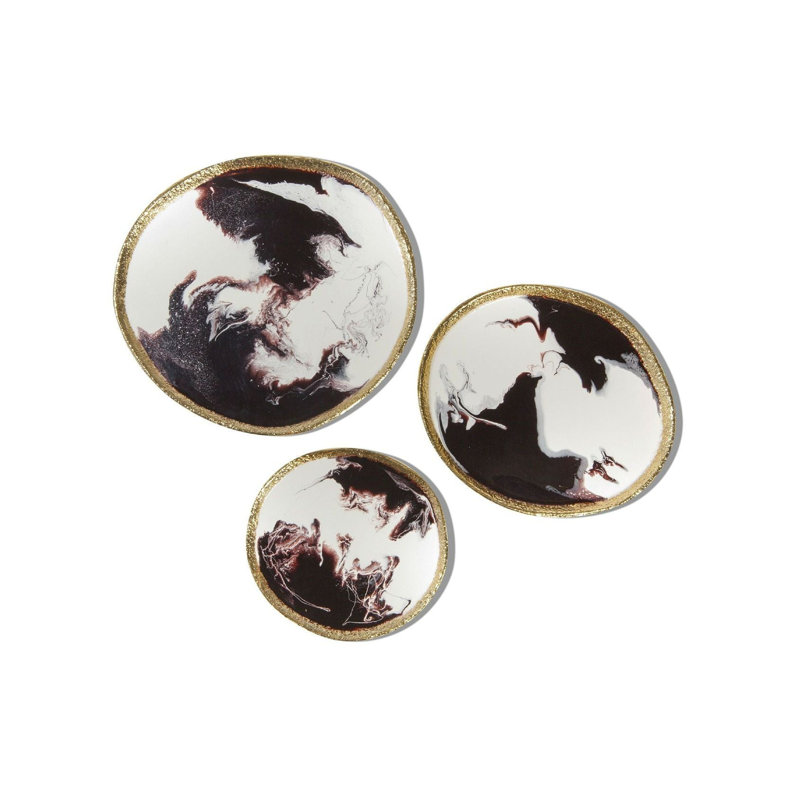 Bianco Nero Small Round Platter, 0.75" H x 14.75" W x 14" D