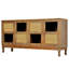 Armoire rétro à 4 portes avec grand espace de rangement, portes en rotin artificiel et verre transparent-1526273266