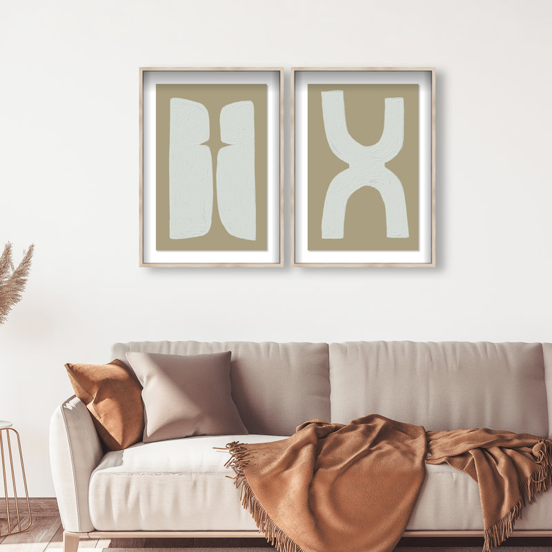 Opposite Lovers Set Shadowbox Abstract Print by Oliver Gal, Black Frame, 10 x 15, Natural Oak Shadowbox, 31.5"H x 46.5"W