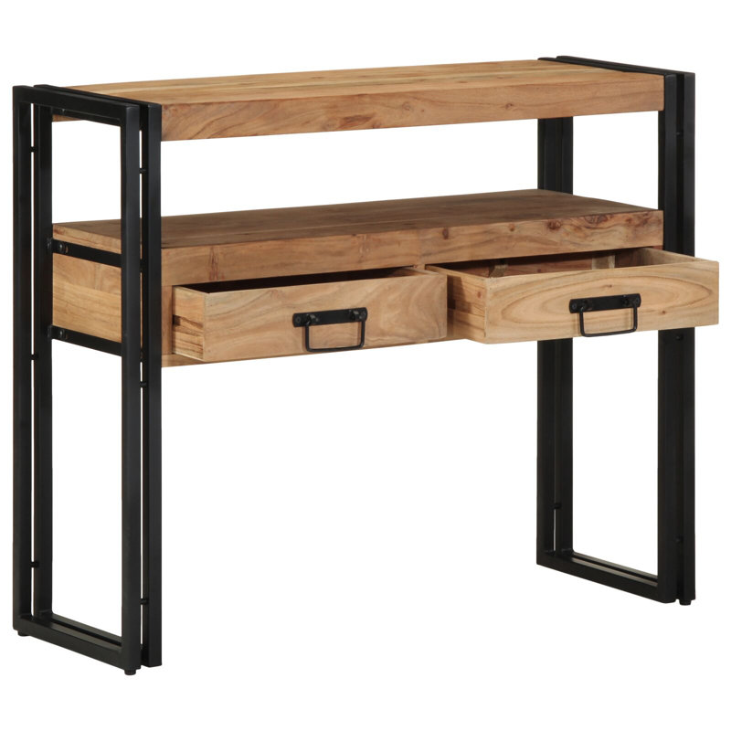 Wood Solid Acacia Wood, Metal 90 X 33 X 75 Cm Side Table