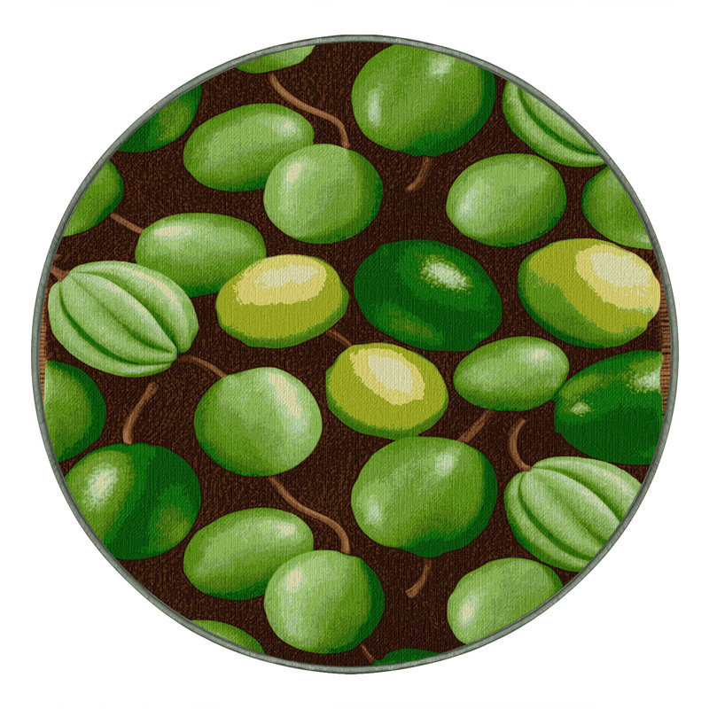 Washable Mamoncillo Fruits Area Rug, Round 8'