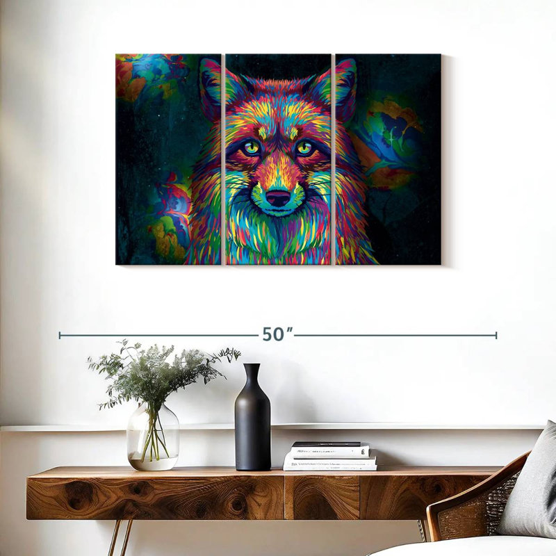 Brampt Rainbow Colored Fox, 24" H x 38" W