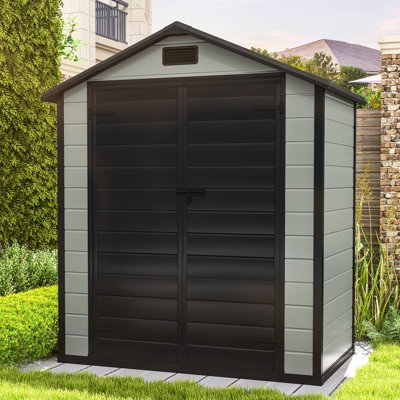 Resin Storage Shed with Reinforced Floor, Lockable Door, Window & Vent