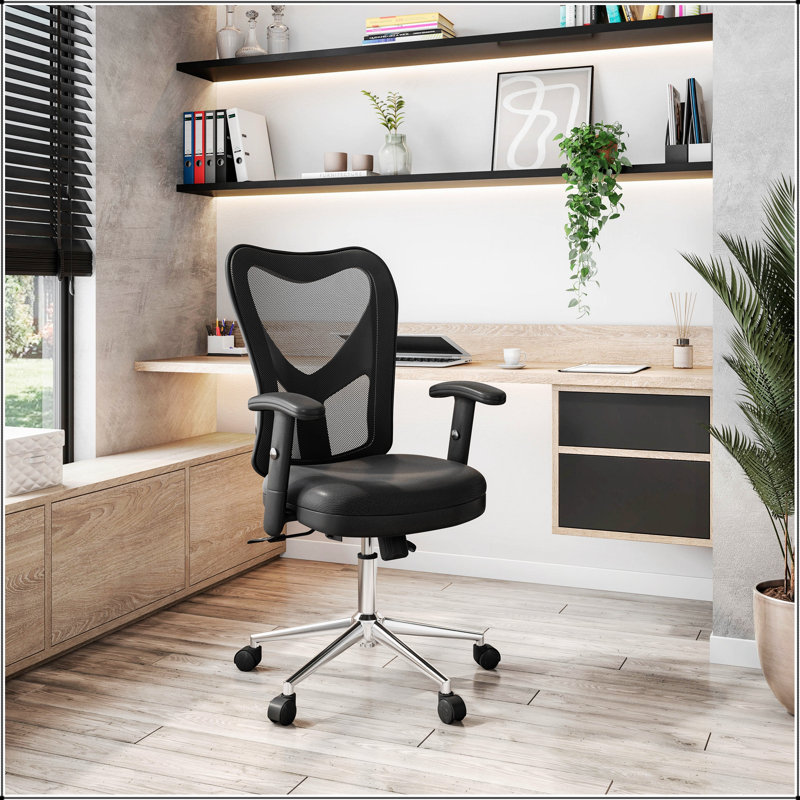 Chaise de bureau à dossier haut en maille avec piètement chromé, conception ergonomique pour un confort et un soutien optimaux