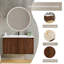 Meuble-lavabo mural 30 po avec tiroir divisé, façade verticale texturée et design flottant-890244819