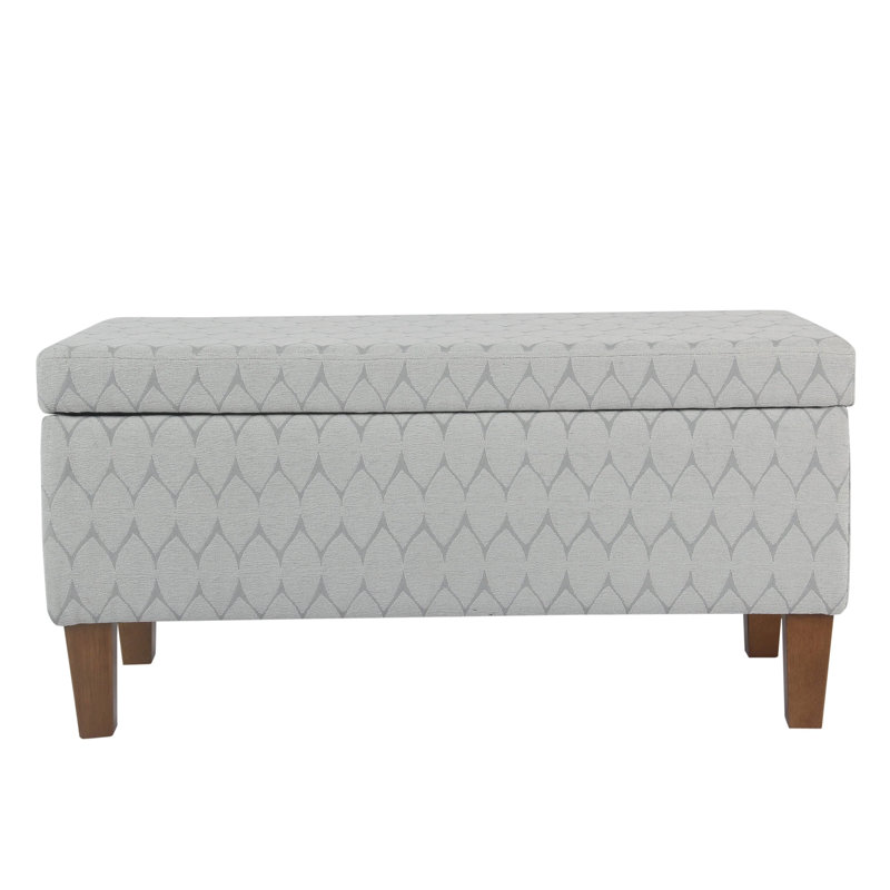 Genoveva Upholstered Storage Bench, Gray Abstract, Brown