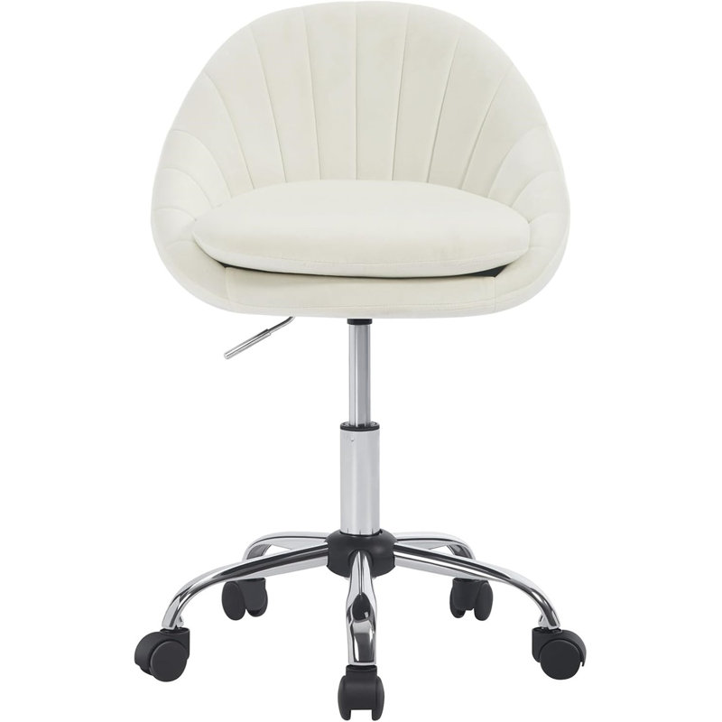 Chartrand Velvet Office Chair, Cream