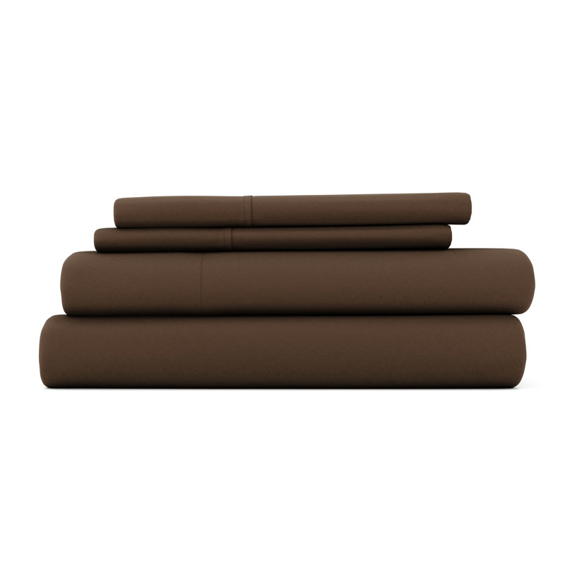 Ensemble de draps en microfibre doublement brossée 4 pièces Becky Cameron 1800 Series, Chocolat