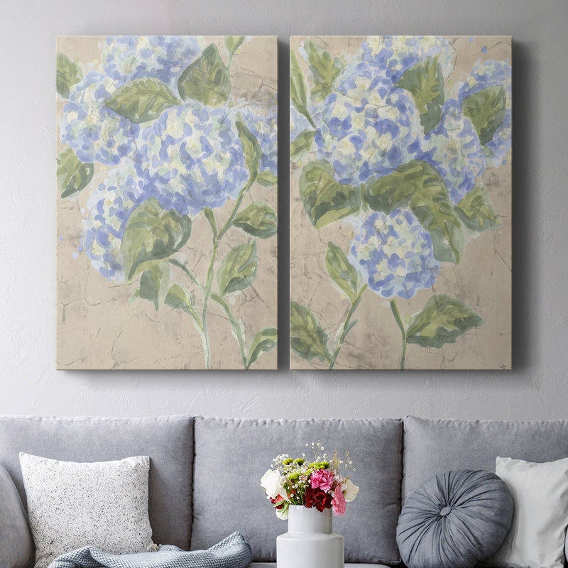 Vintage Hydrangea Fresco I-Premium Gallery Wrapped Canvas -Ready to Hang, 18" H x 24" W