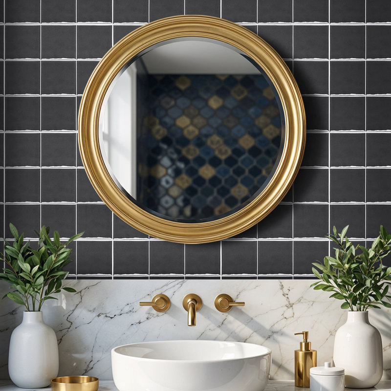 30Pcs Self-Adhesive Thick Wall Tile Stickers, Dark Grey