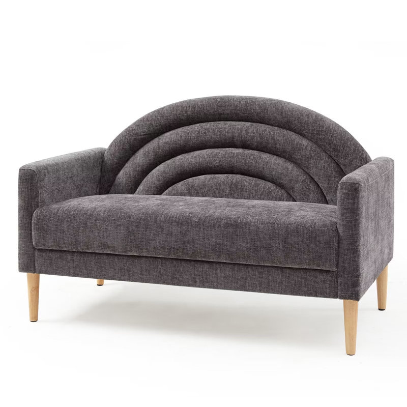 3 Seater Loveseat, Grey Polyester, 80cm H x 126cm W x 78cm D