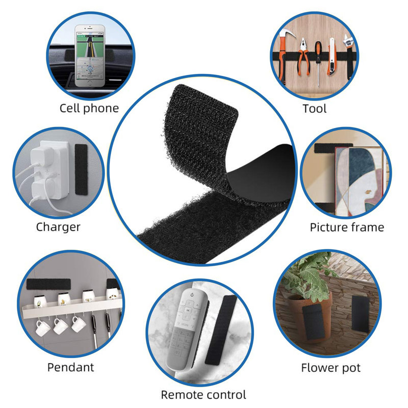 4"x1" Adhesive Hook and Loop Strip 6/pk