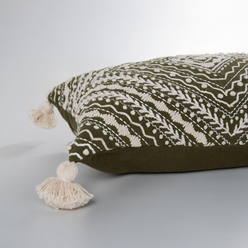 Coussin 100% coton, Vert / Naturel
