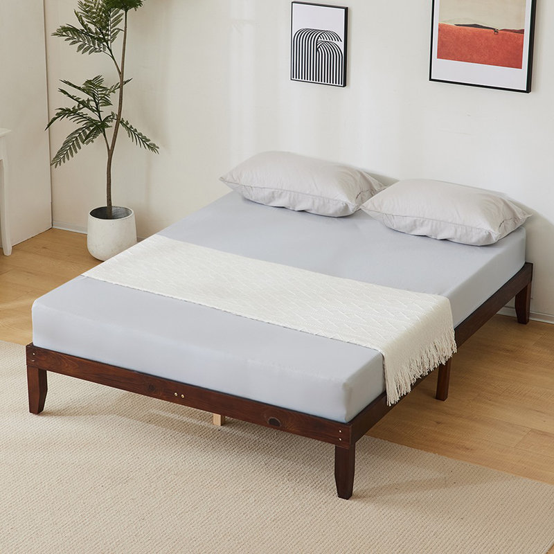 Basic Wooden Bed Frame, Brown, Full / Double