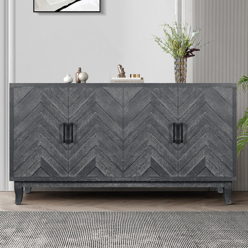 Armoire Buffet de style rétro Stronger, Gris foncé antique