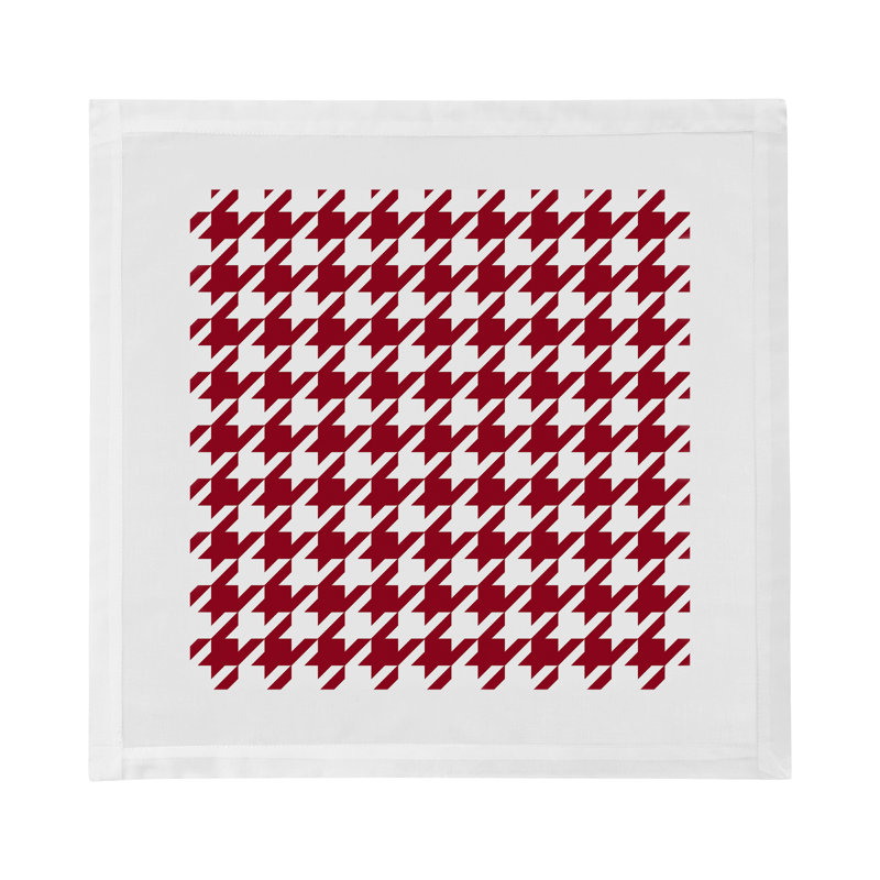 Houndstooth Cotton Sateen Dinner Napkins, Red White