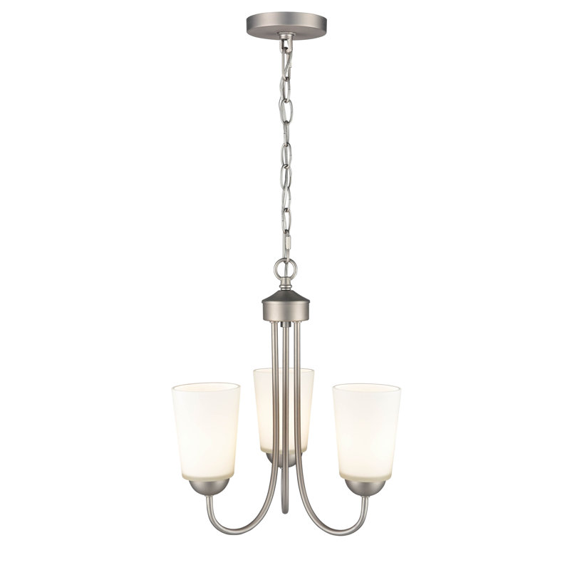 3 - Light Dimmable Classic / Traditional Chandelier, Satin Nickel 