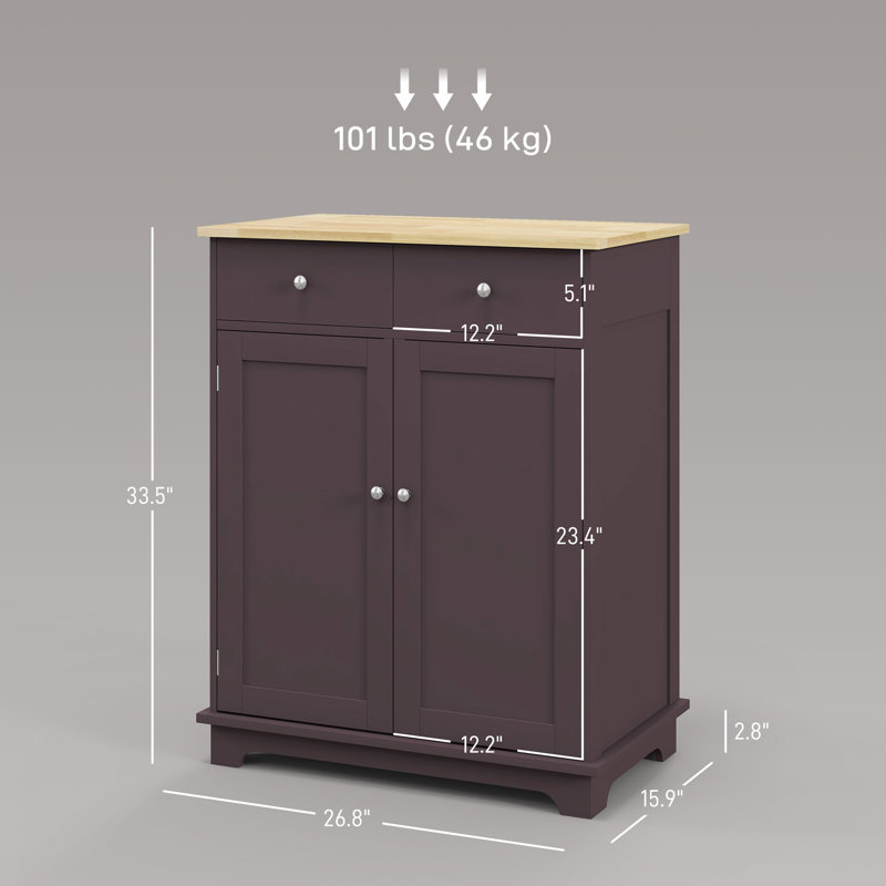 Coffee/natural Sideboard, 2 Drawers, Adjustable Shelves, Anti-tip Design