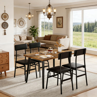 Dining Table Set for 4 with 4 Upholstered Chairs for Samll Space, Dining Room