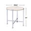Table de bout ronde avec support en forme de X, chêne blanc et chrome