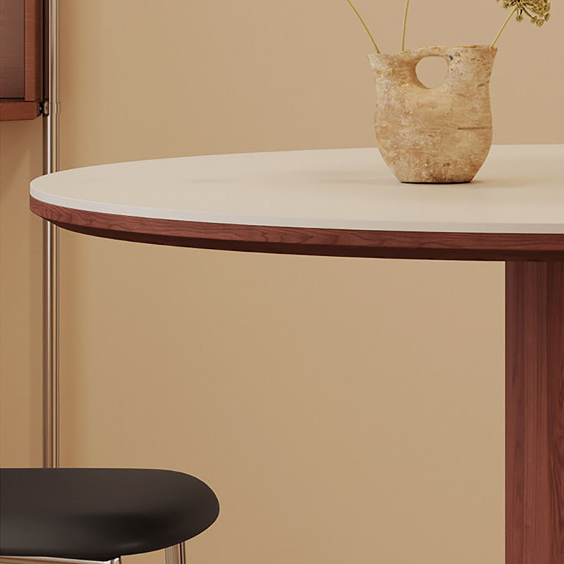 Table ronde vintage en dalle de pierre blanche, H 29,5 po x l 43,3 po x P 43,3 po, 5
