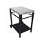 Chariot de barbecue extérieur à 2 niveaux avec plateau en acier inoxydable, grande base de roue, noir et blanc
