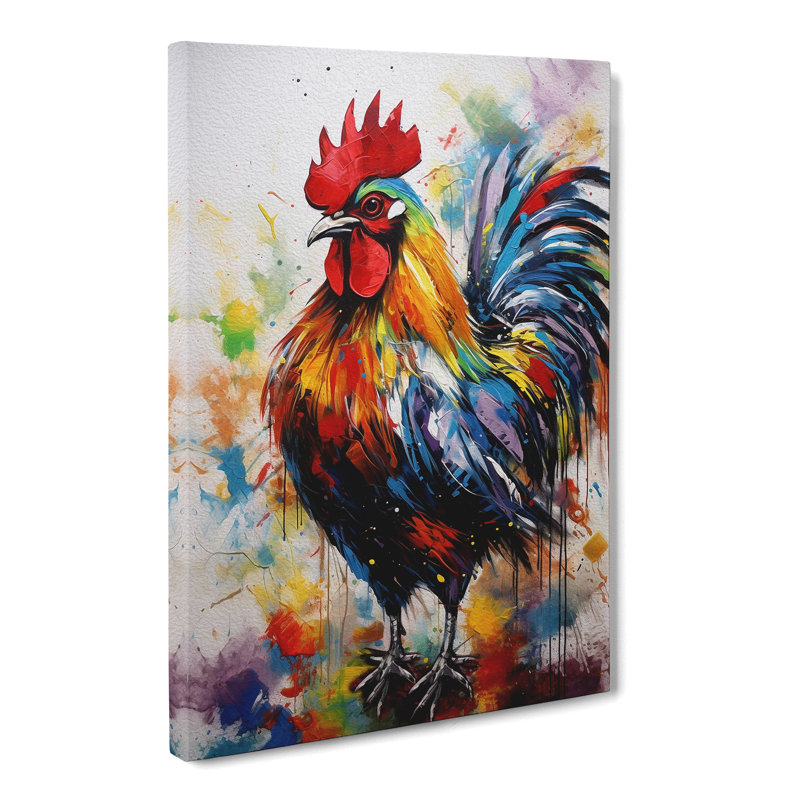 Rooster Gestural No.2 - No Frame Print, 50cm H x 35cm W x 3cm D