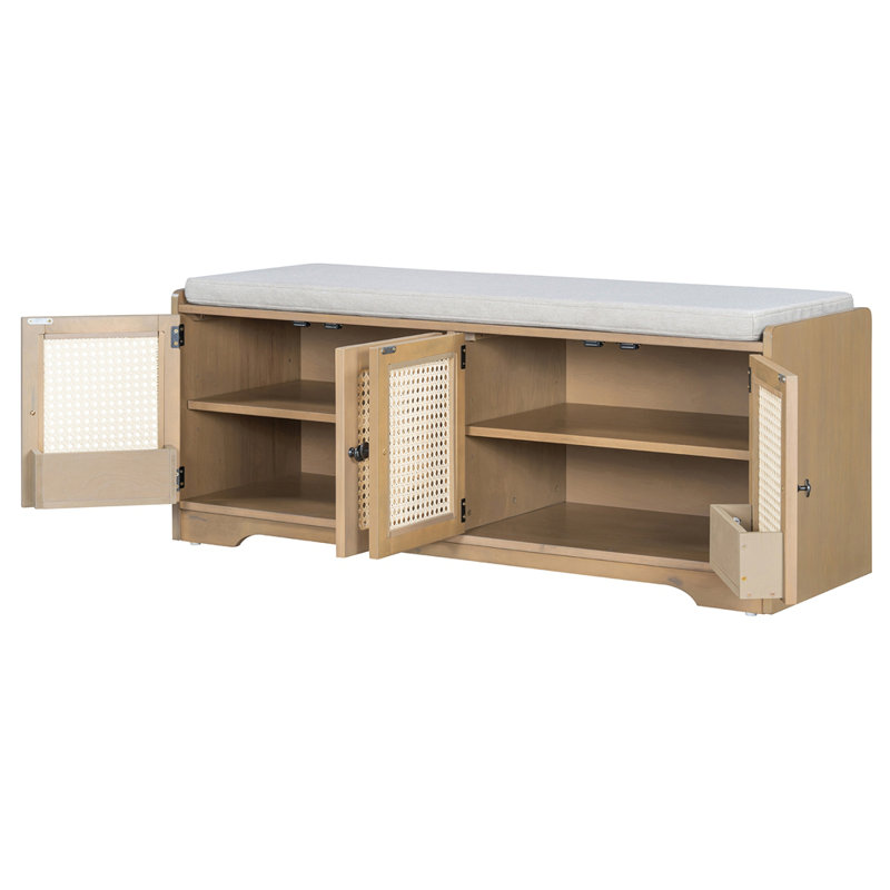Banc de rangement Rustic, Beige/brun