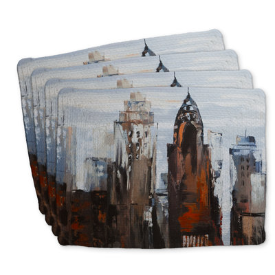 Jour gris dans la ville | Ensemble de 4 napperons en polyester tressé