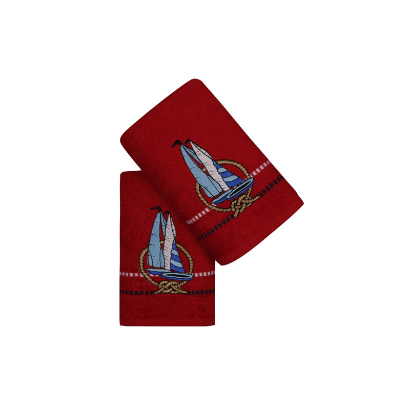 Ensemble de 2 serviettes 100% coton Metcalf, Rouge