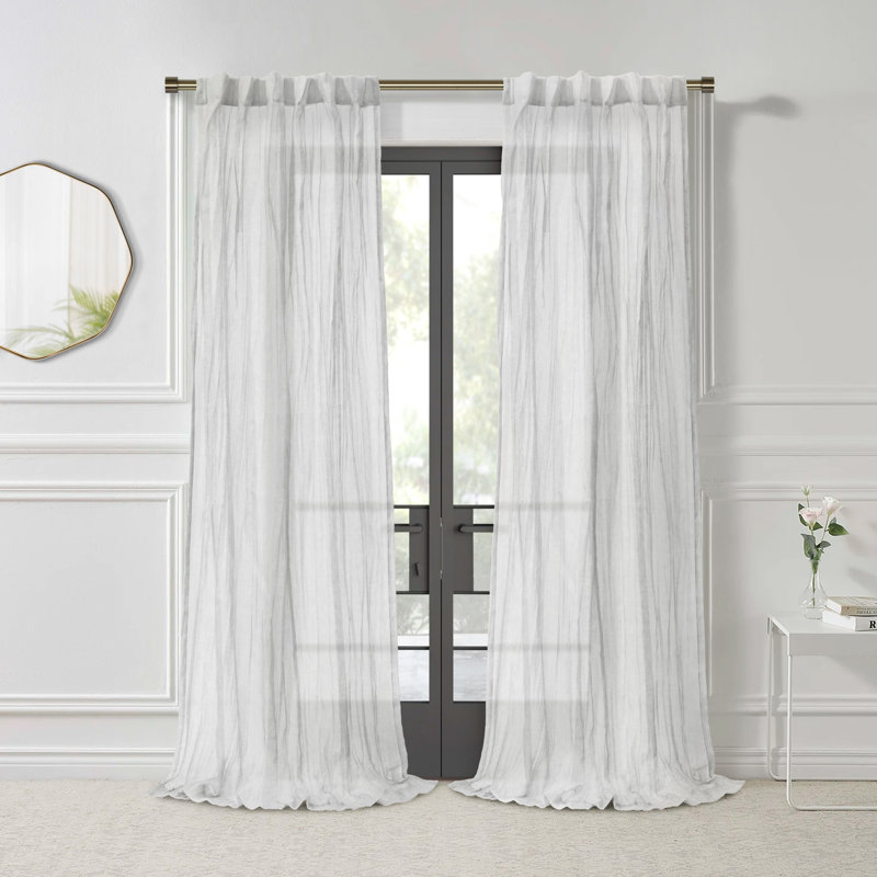 Sheer Curtain Single Panel, 52" W x 108" L, White