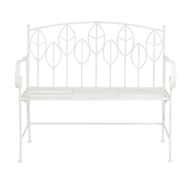 Wrought Iron Outdoor Bench, White