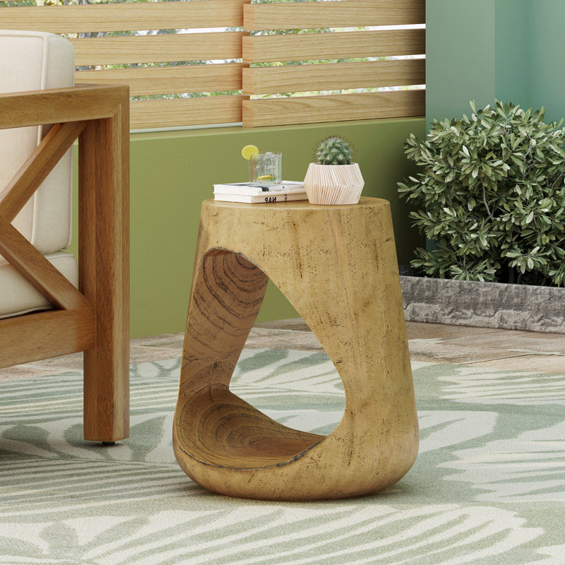 Table d'appoint Mgo Hollow, texture de bois, Naturel