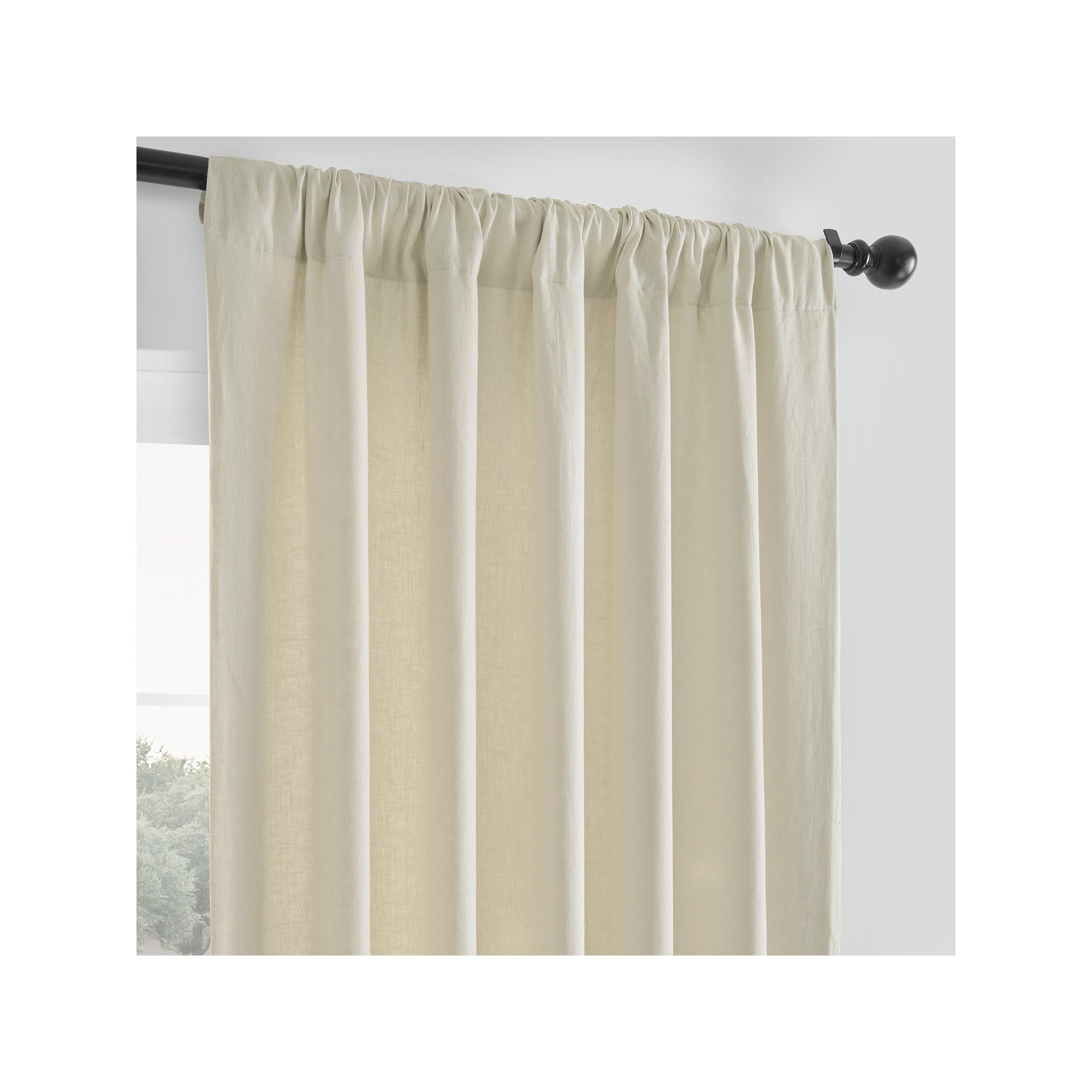 Briella French Linen Room Darkening Curtain, Ancient Ivory, 50" W x 120" L