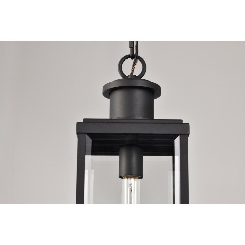 Luca - Hanging Pendant - Sand Black Finish - Clear Beveled Glass