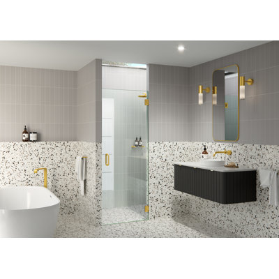 Albedo 27.5 in. x 78 in. Fully Frameless Hinge Shower Door