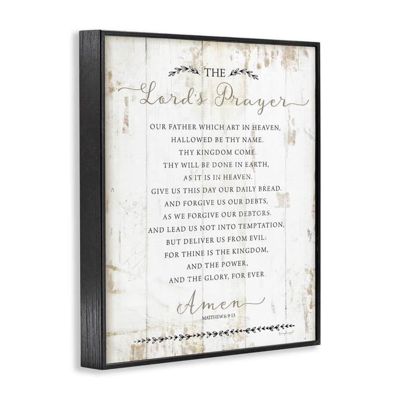 The Lords Prayer Our Father Rustic, H 14 po x l 11 po, Giclée encadrée noir minuit
