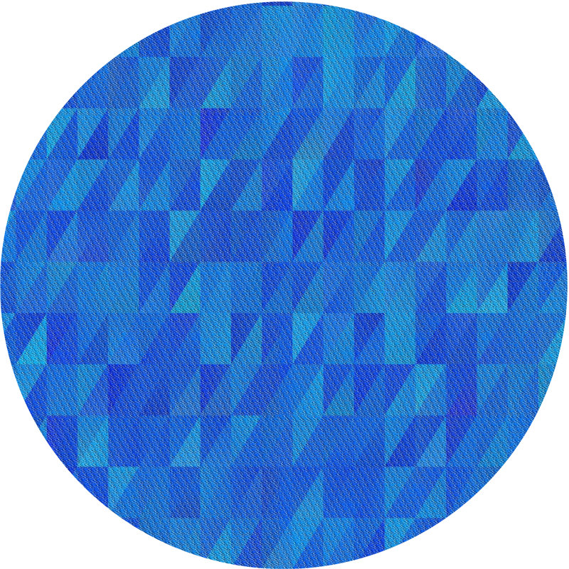 Tapis bleu tissé à la machine, Rond 7 pi