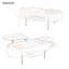 Table basse à plateau relevable avec plateau tournant en marbre à 360 degrés, compartiment caché, table centrale en bois partiellement assemblée, plateau de table ovale moderne