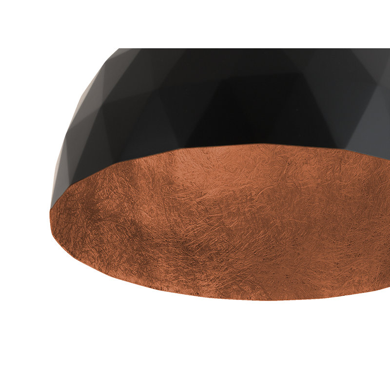 Sandown 1 - Light Dome Pendant, 90cm H x 35cm W x 35cm D, Black, Black/Copper